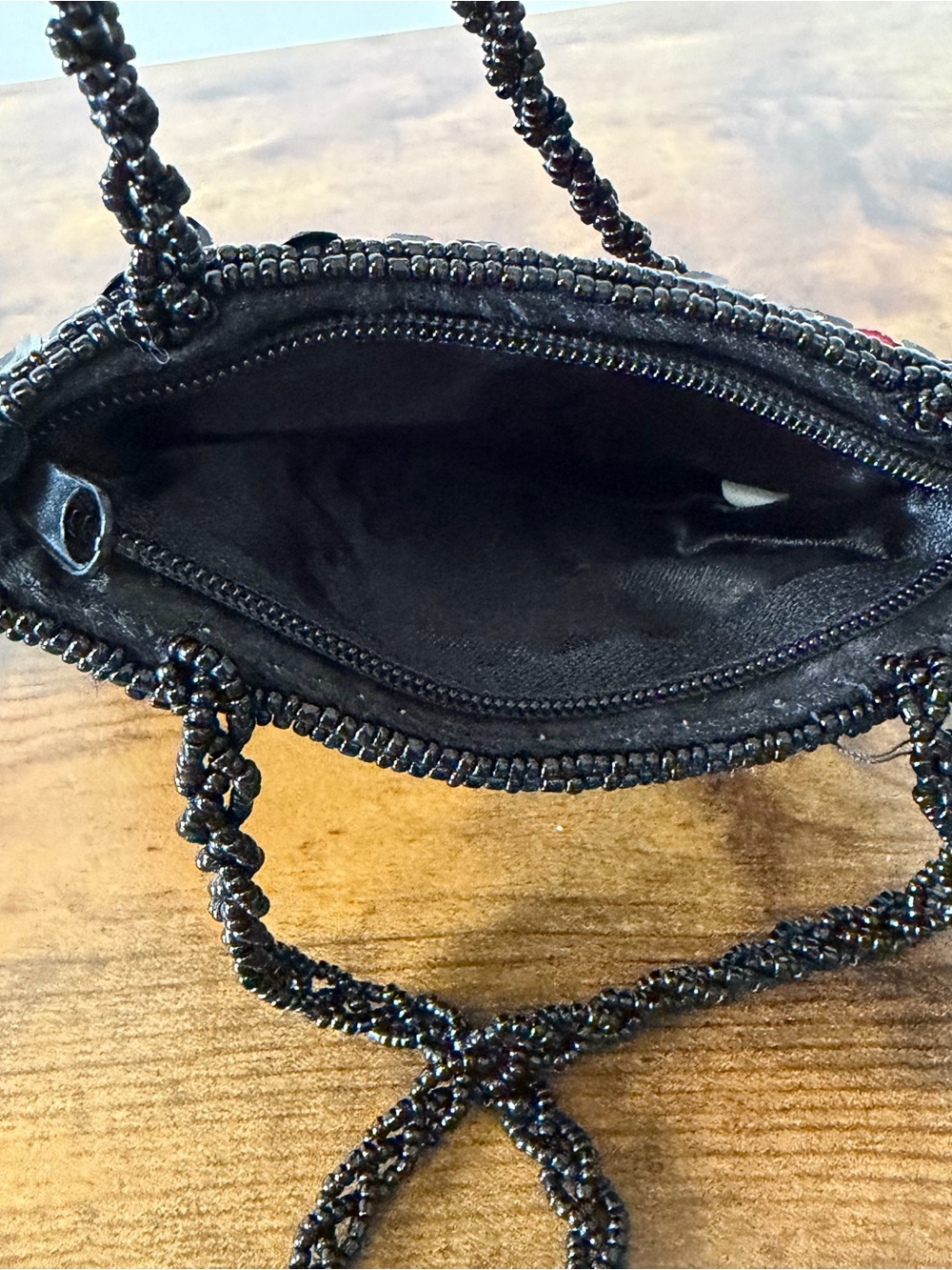 Small Vintage Sequin bag with Beaded Wrist Strap Evening purse with Zipper 6”X5” - Picture 9 of 10